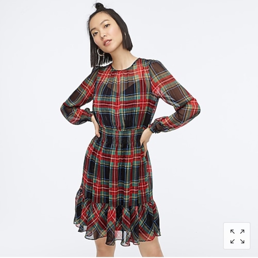 NWT- Cinched-waist dress in Stewart tartan